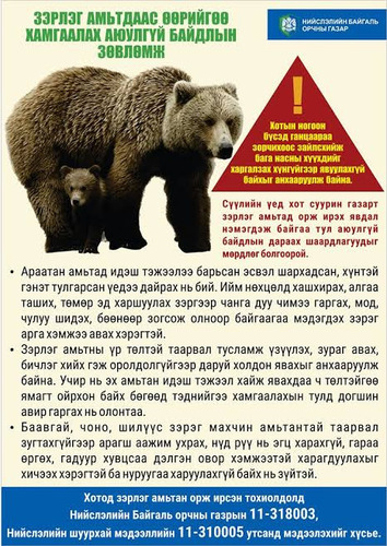 Ботаникийн цэцэрлэгт хүрээлэн орчимд баавгай явж байсан талаар мэдээлэл бүртгэгджээ